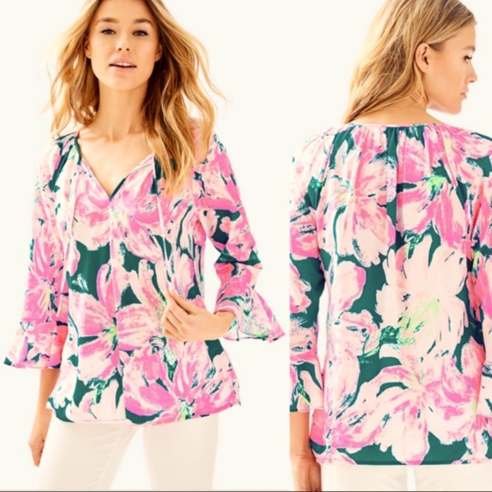 Lilly Pulitzer Willa Flounce Top in Pans Garden